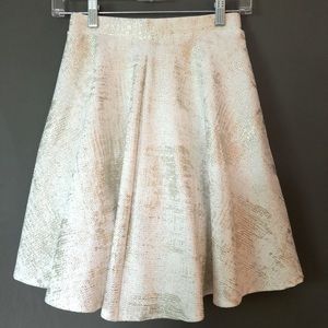 Charlotte Russe White Metallic Gold Flecked Skirt